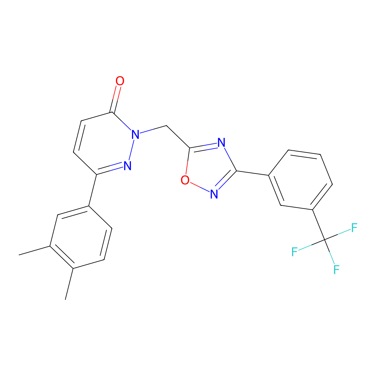 6-(3,4-dimethylphenyl)-2-((3-(3-(trifluoromethyl)phenyl)-1,2,4-oxadiazol-5-yl)methyl)pyridazin-3(2H)-one molecular structure, CAS 1358304-71-8