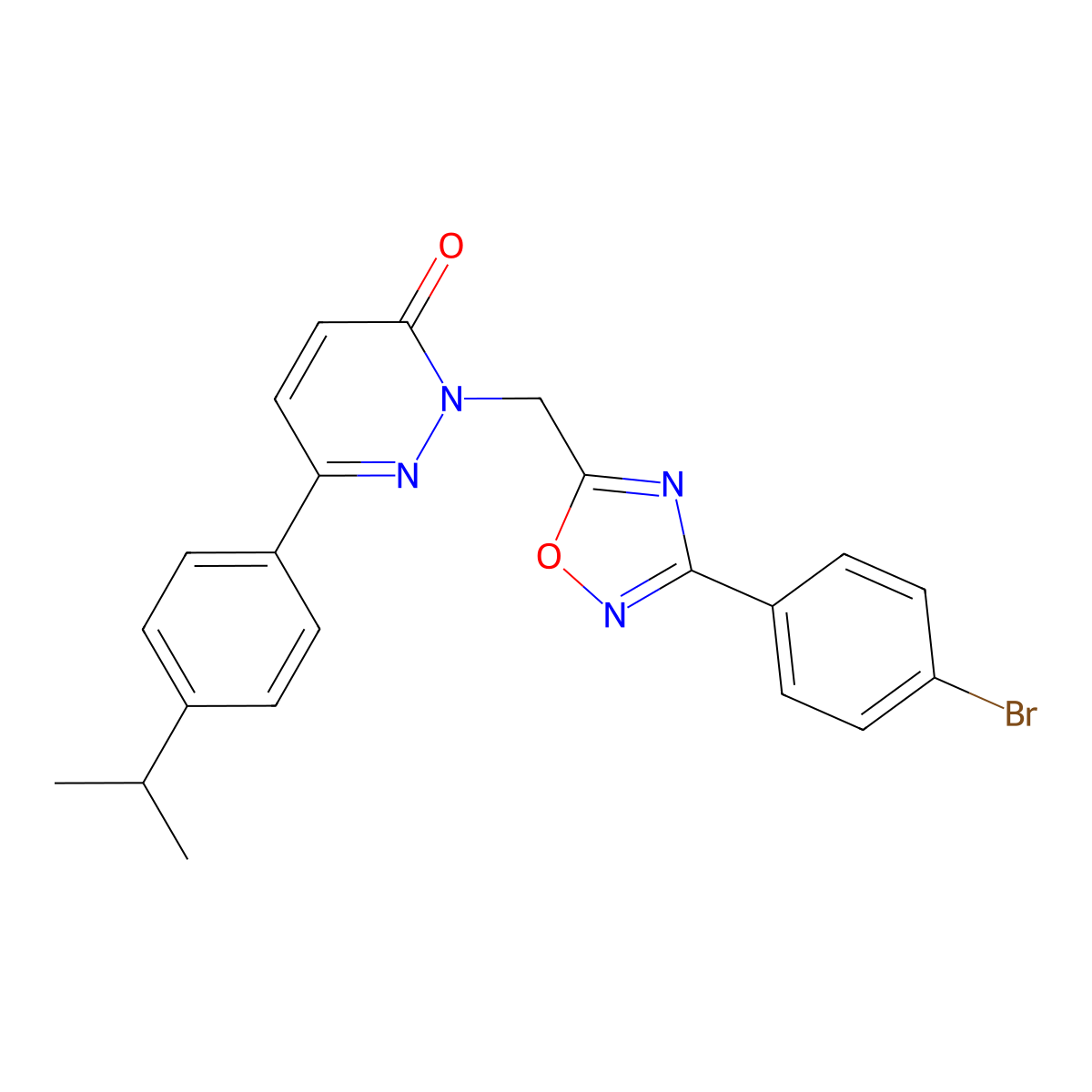 2-((3-(4-bromophenyl)-1,2,4-oxadiazol-5-yl)methyl)-6-(4-isopropylphenyl)pyridazin-3(2H)-one molecular structure, CAS 1358304-85-4