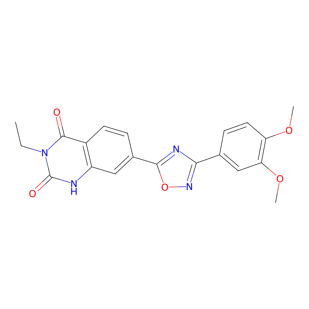 7-(3-(3,4-dimethoxyphenyl)-1,2,4-oxadiazol-5-yl)-3-ethylquinazoline-2,4(1H,3H)-dione molecular structure, CAS 1358308-14-1