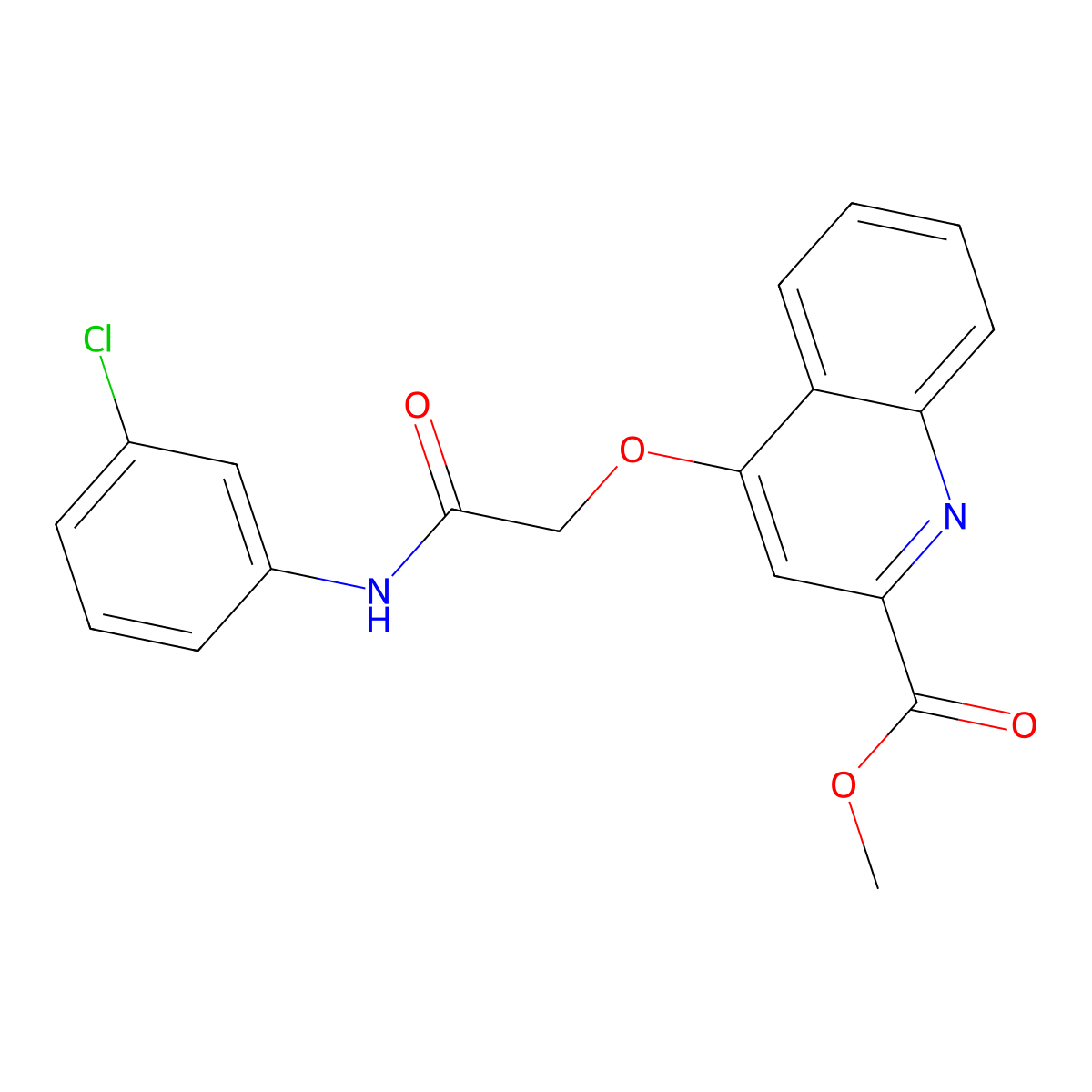 Methyl 4-{[(3-chlorophenyl)carbamoyl]methoxy}quinoline-2-carboxylate molecular structure, CAS 1358309-36-0