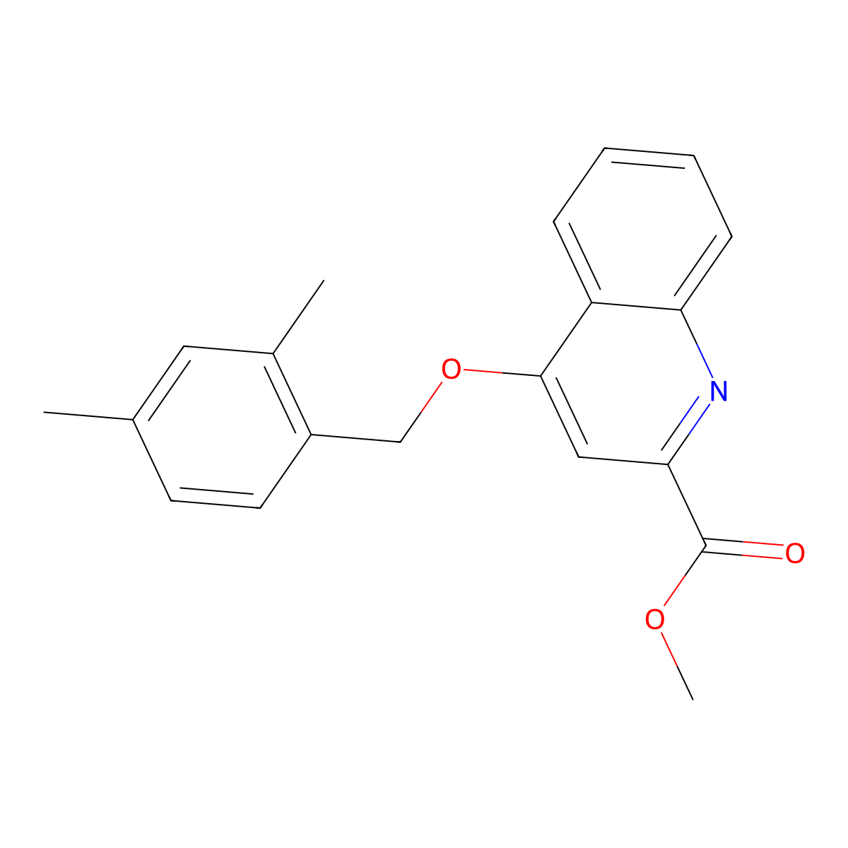 Methyl 4-[(2,4-dimethylphenyl)methoxy]quinoline-2-carboxylate molecular structure, CAS 1358309-82-6