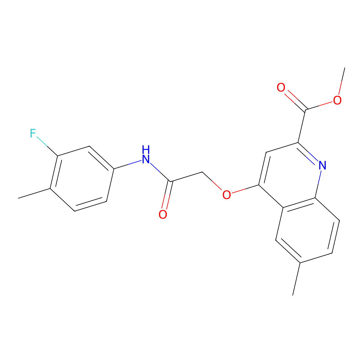 Methyl 4-{[(3-fluoro-4-methylphenyl)carbamoyl]methoxy}-6-methylquinoline-2-carboxylate molecular structure, CAS 1358310-00-5