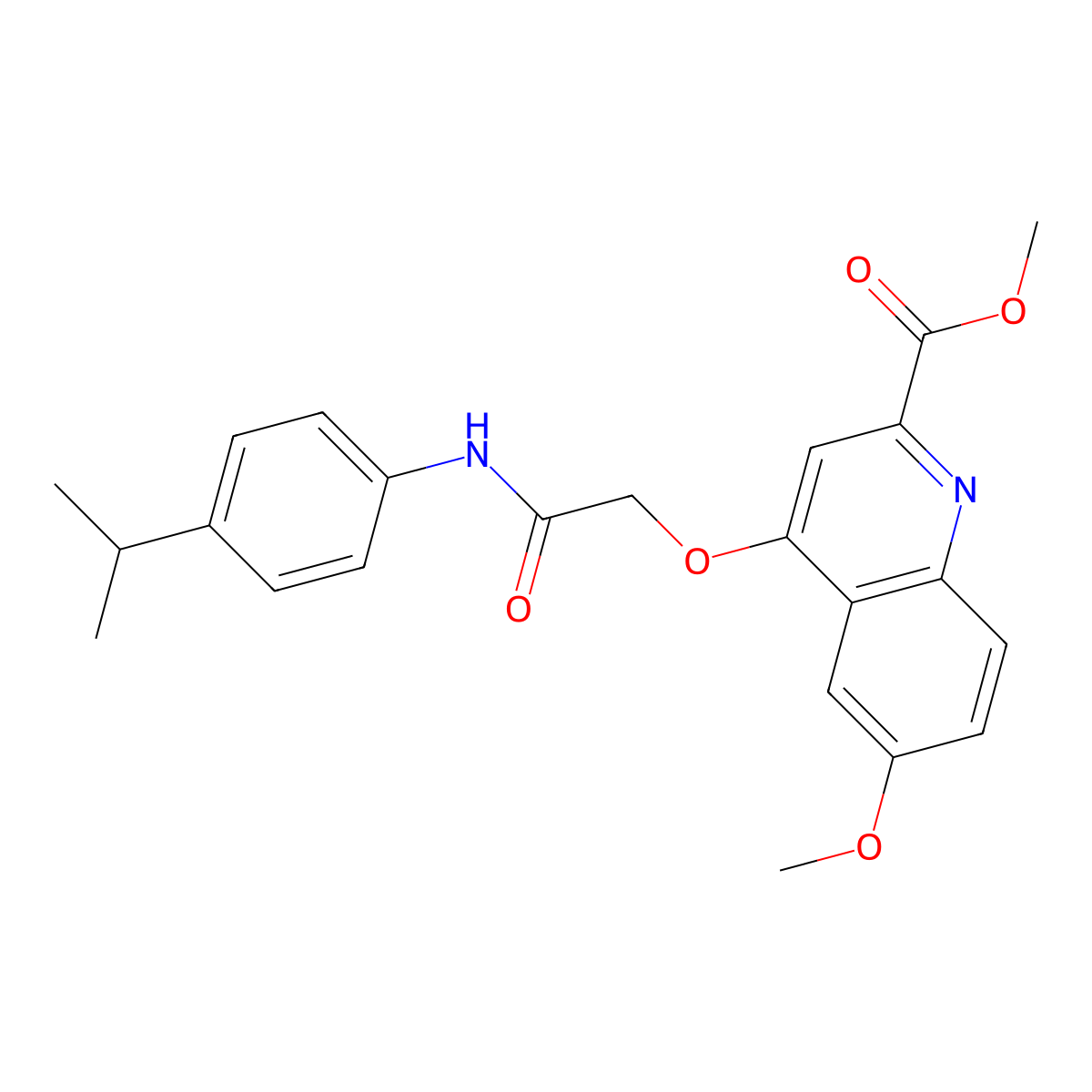 Methyl 6-methoxy-4-({[4-(propan-2-yl)phenyl]carbamoyl}methoxy)quinoline-2-carboxylate molecular structure, CAS 1358310-17-4