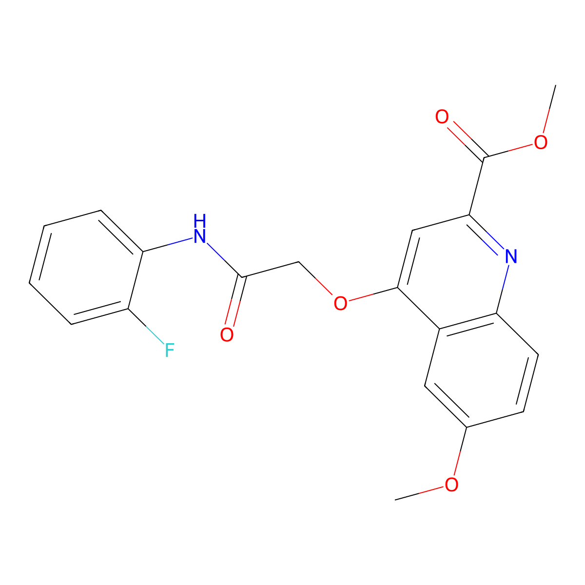Methyl 4-{[(2-fluorophenyl)carbamoyl]methoxy}-6-methoxyquinoline-2-carboxylate molecular structure, CAS 1358310-27-6