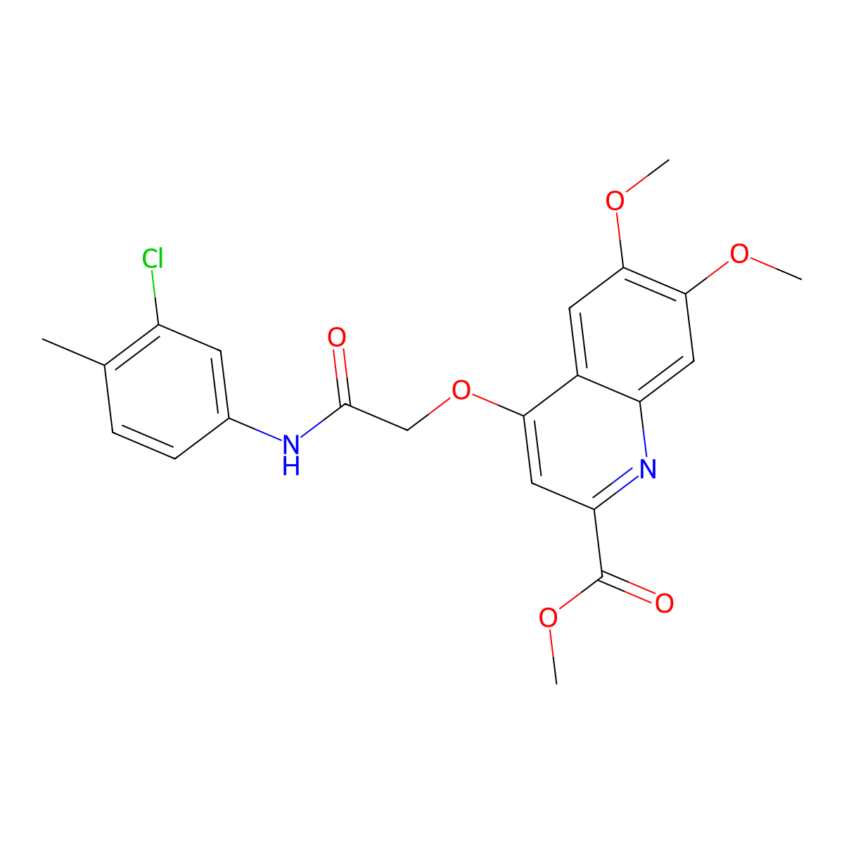 Methyl 4-{[(3-chloro-4-methylphenyl)carbamoyl]methoxy}-6,7-dimethoxyquinoline-2-carboxylate molecular structure, CAS 1358310-81-2