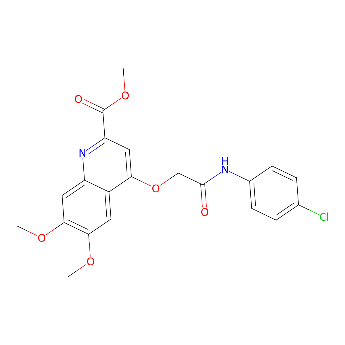 Methyl 4-{[(4-chlorophenyl)carbamoyl]methoxy}-6,7-dimethoxyquinoline-2-carboxylate molecular structure, CAS 1358311-01-9