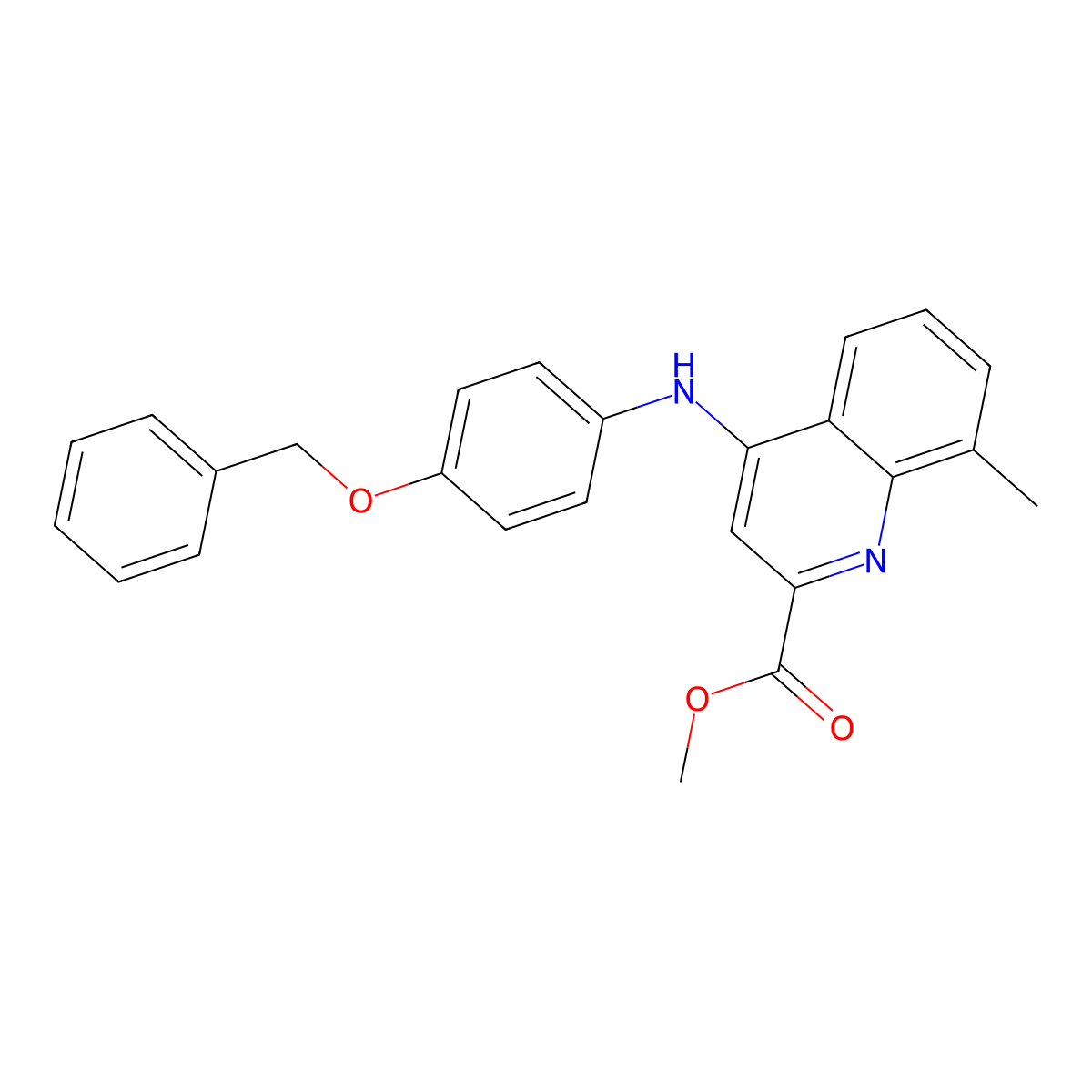 Methyl 4-{[4-(benzyloxy)phenyl]amino}-8-methylquinoline-2-carboxylate molecular structure, CAS 1358311-57-5
