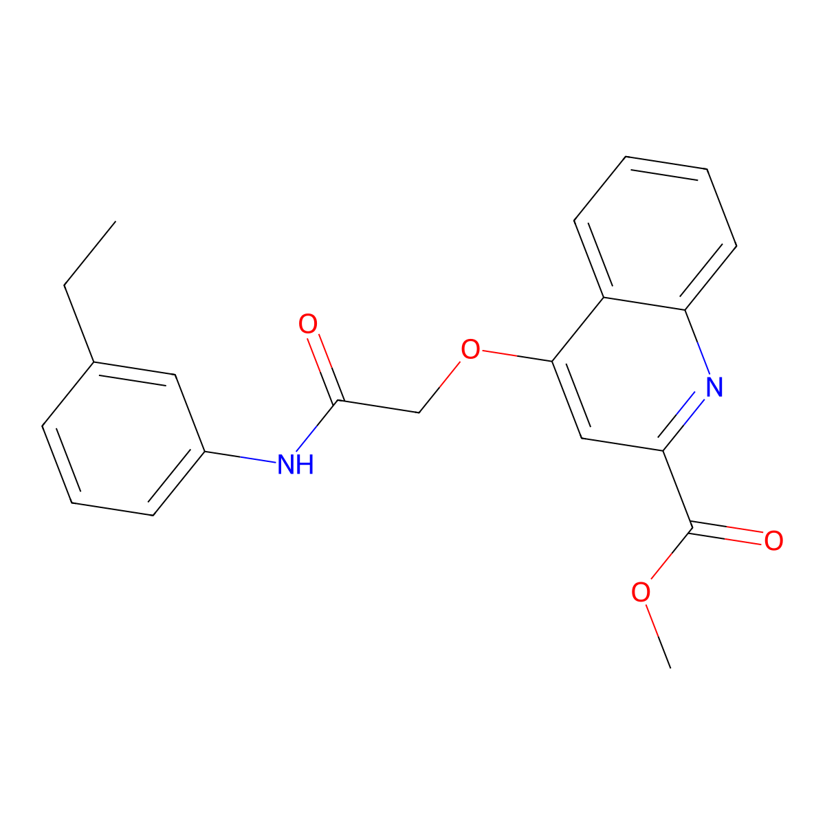 Methyl 4-(2-((3-ethylphenyl)amino)-2-oxoethoxy)quinoline-2-carboxylate molecular structure, CAS 1358328-62-7