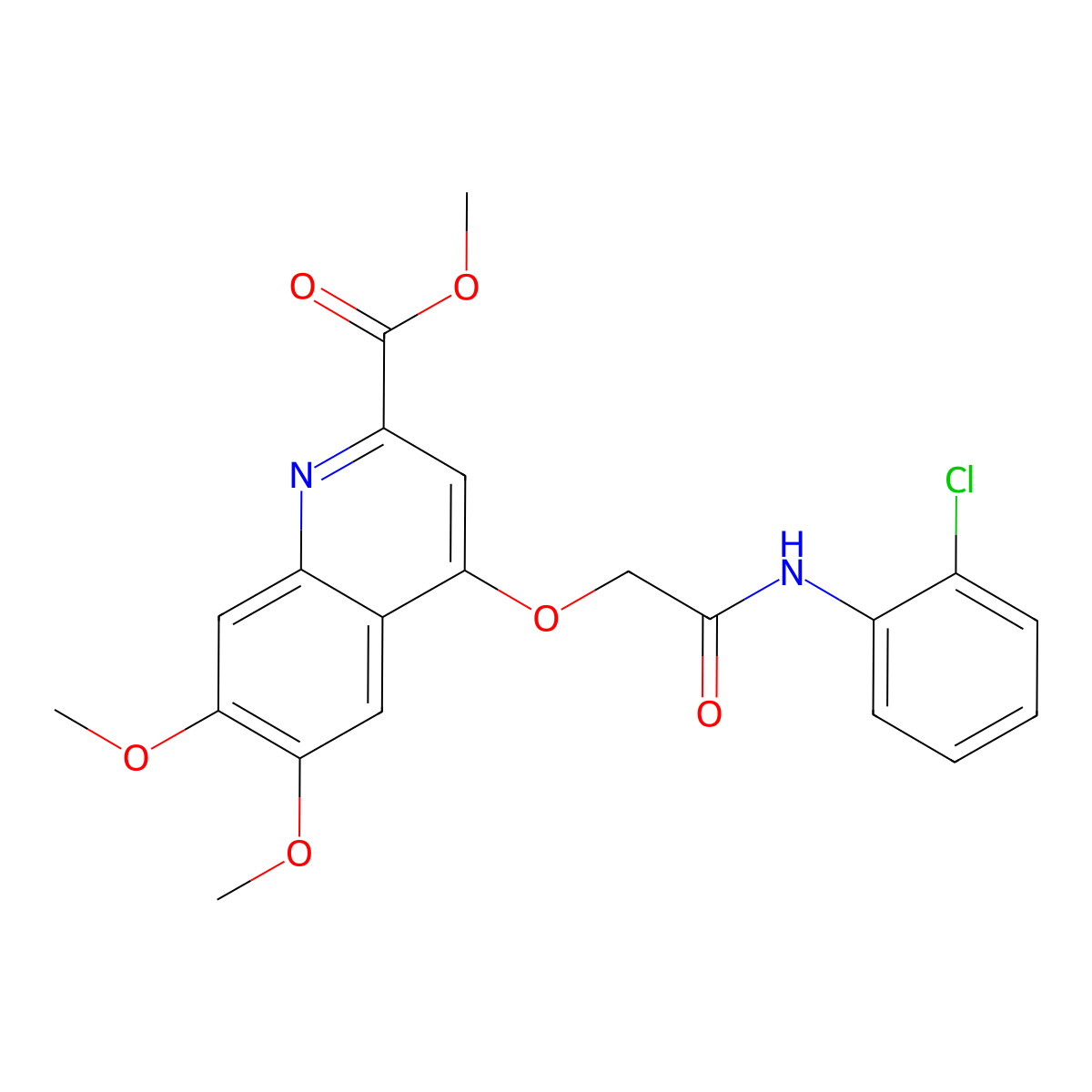 Methyl 4-(2-((2-chlorophenyl)amino)-2-oxoethoxy)-6,7-dimethoxyquinoline-2-carboxylate molecular structure, CAS 1358329-70-0