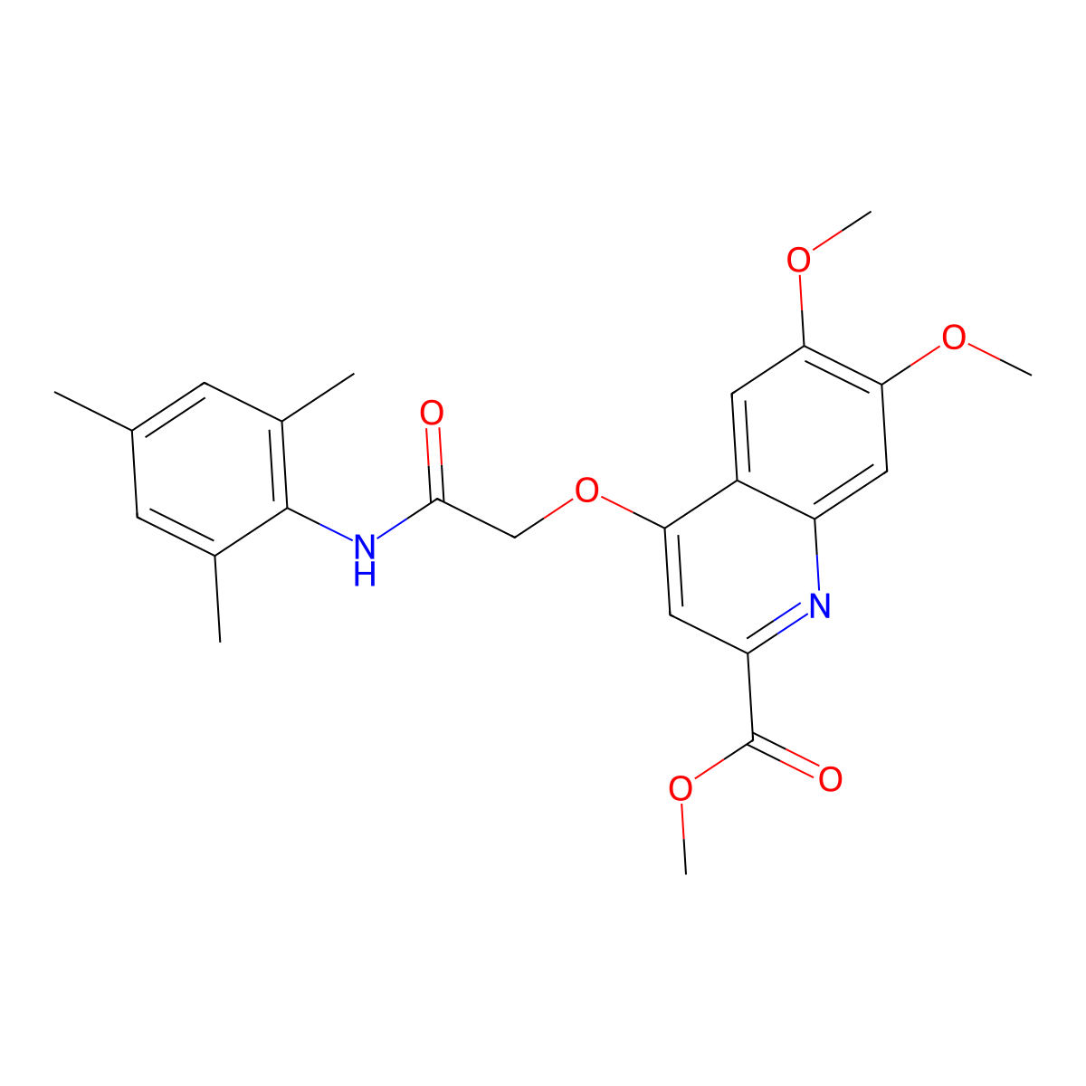 Methyl 4-(2-(mesitylamino)-2-oxoethoxy)-6,7-dimethoxyquinoline-2-carboxylate molecular structure, CAS 1358329-78-8