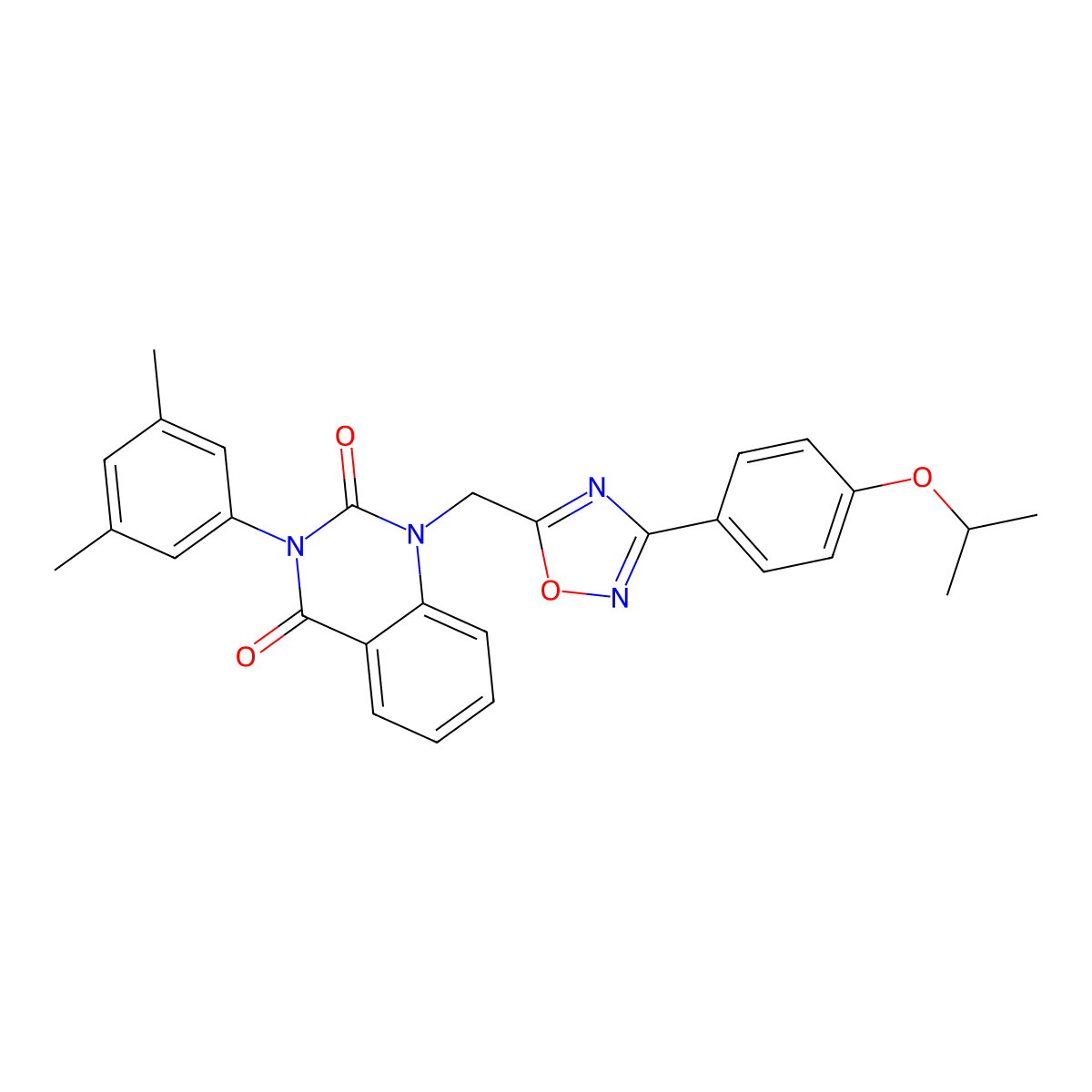 3-(3,5-dimethylphenyl)-1-((3-(4-isopropoxyphenyl)-1,2,4-oxadiazol-5-yl)methyl)quinazoline-2,4(1H,3H)-dione molecular structure, CAS 1358338-60-9