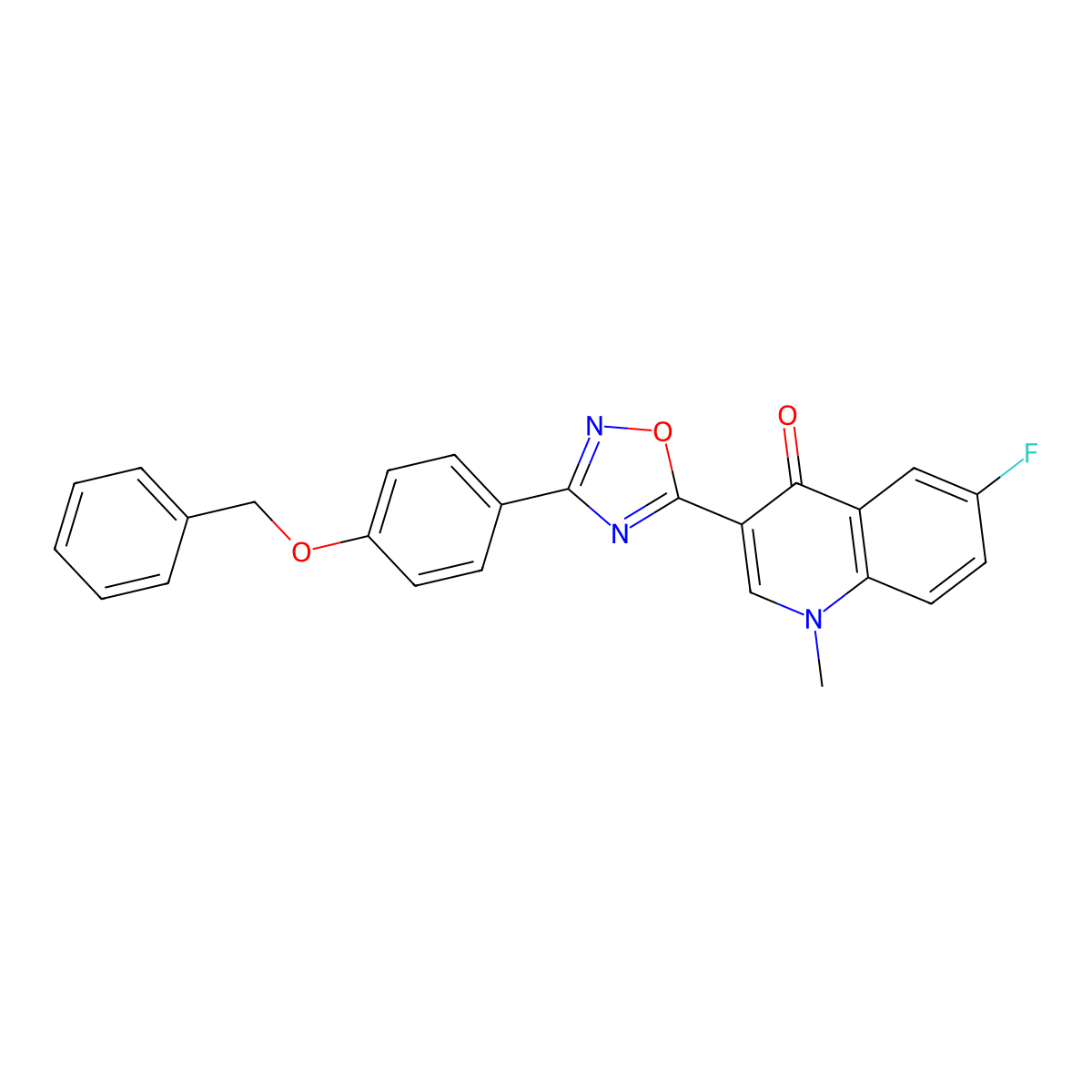 3-{3-[4-(benzyloxy)phenyl]-1,2,4-oxadiazol-5-yl}-6-fluoro-1-methylquinolin-4(1H)-one molecular structure, CAS 1358344-41-8