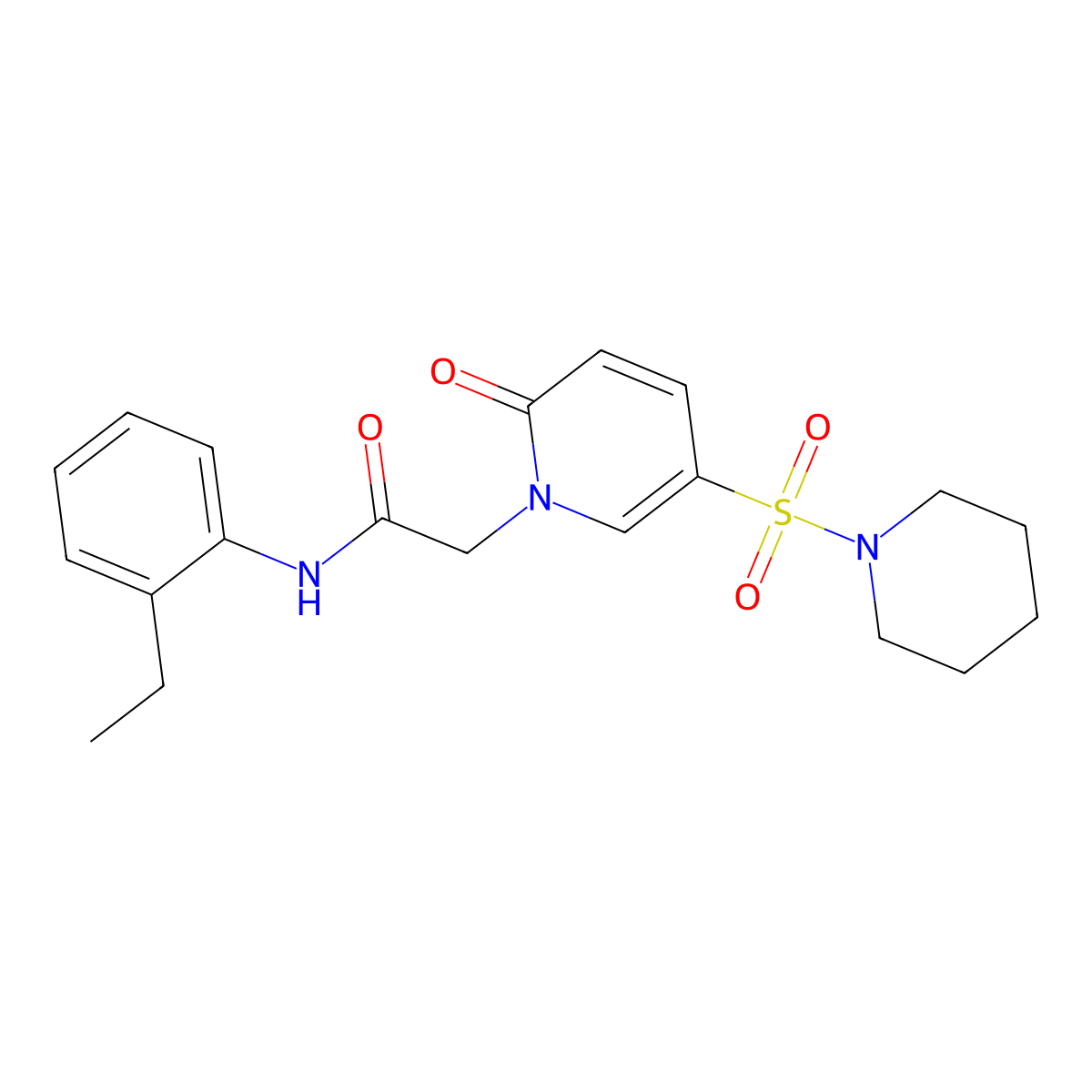 N-(2-ethylphenyl)-2-[2-oxo-5-(piperidine-1-sulfonyl)-1,2-dihydropyridin-1-yl]acetamide molecular structure, CAS 1358354-69-4
