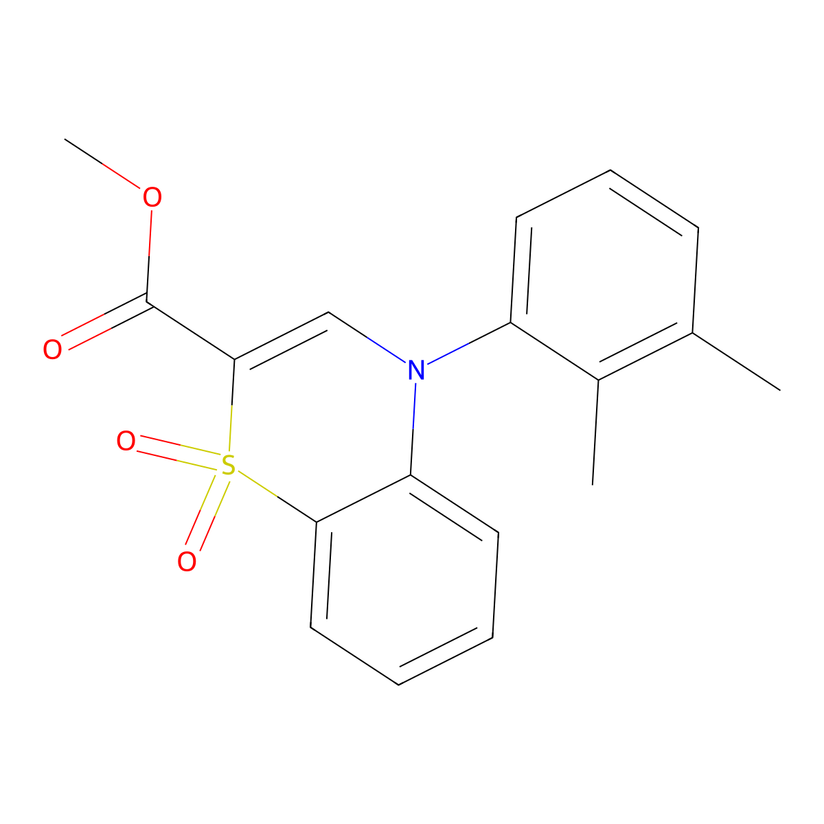 methyl 4-(2,3-dimethylphenyl)-4H-1,4-benzothiazine-2-carboxylate 1,1-dioxide molecular structure, CAS 1358356-20-3