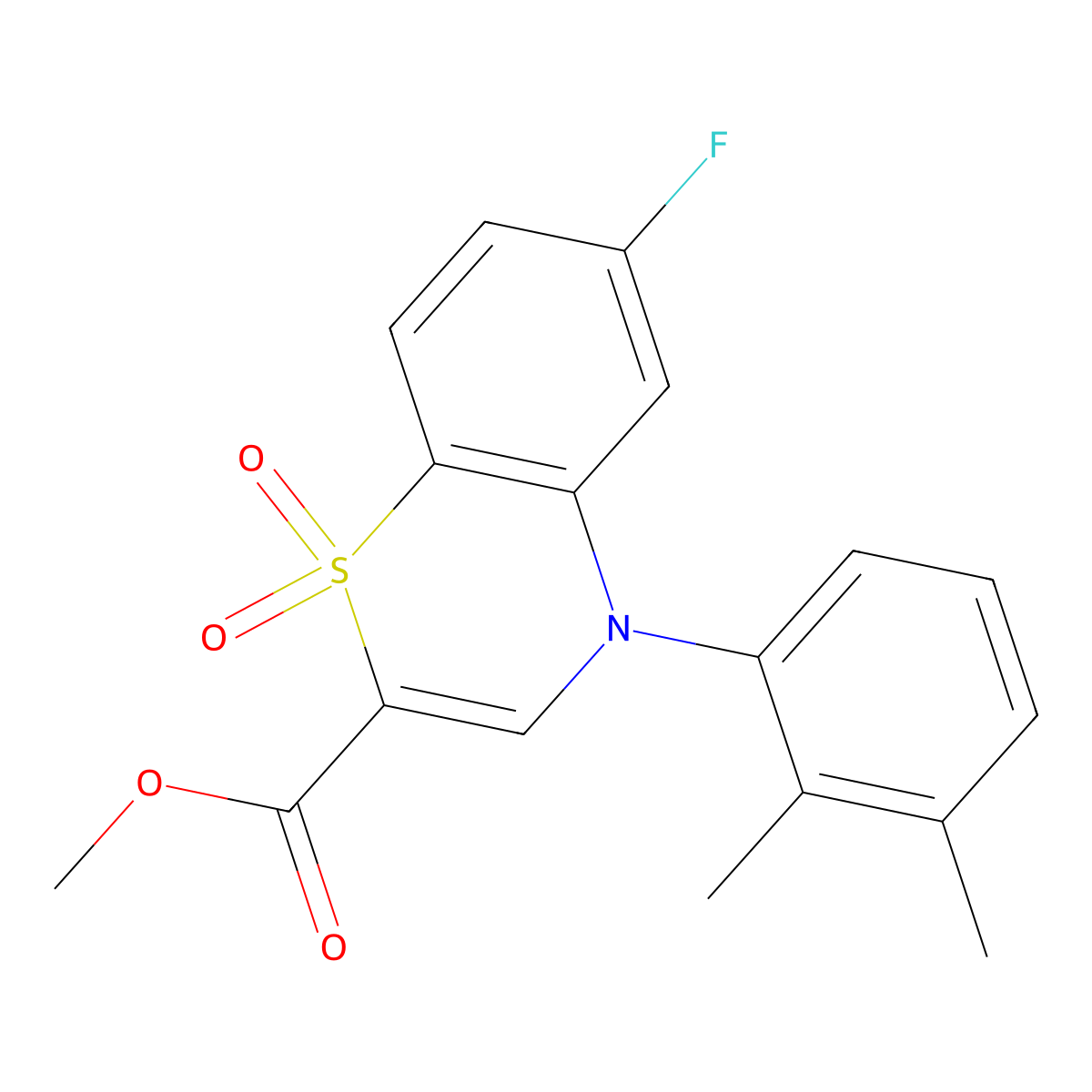 methyl 4-(2,3-dimethylphenyl)-6-fluoro-4H-1,4-benzothiazine-2-carboxylate 1,1-dioxide molecular structure, CAS 1358356-51-0