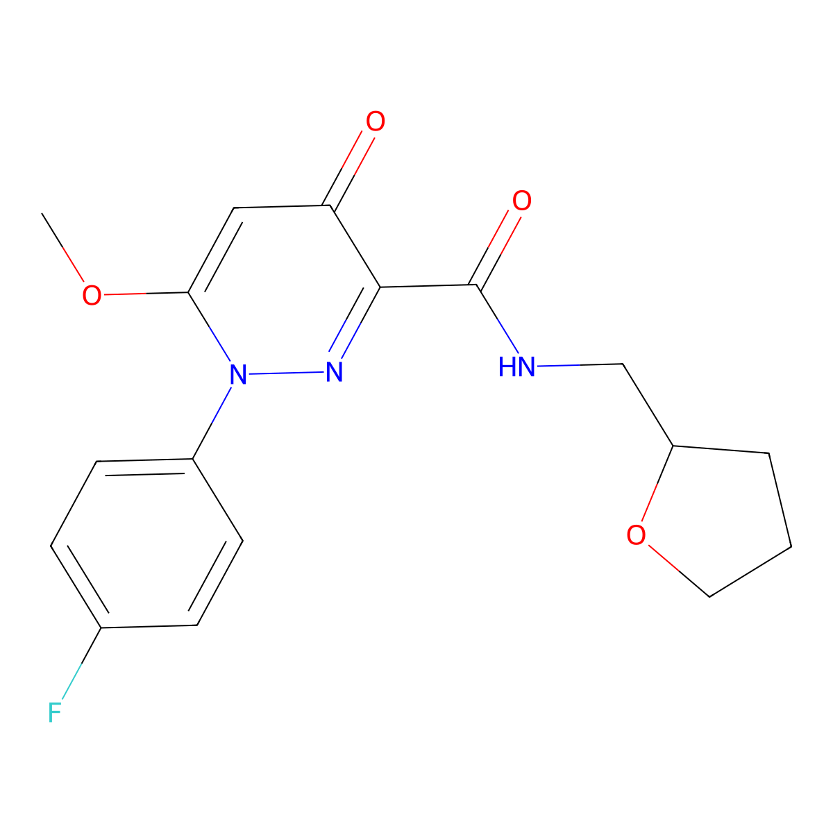 1-(4-Fluorophenyl)-6-methoxy-4-oxo-N-(oxolan-2-ylmethyl)-1,4-dihydropyridazine-3-carboxamide molecular structure, CAS 1358366-99-0
