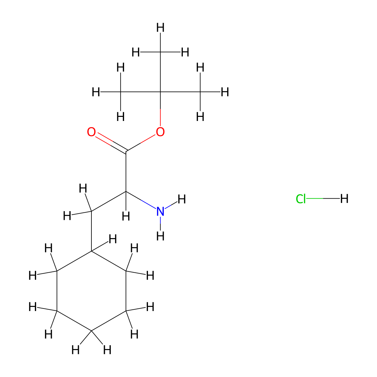 Tert-butyl 2-amino-3-cyclohexylpropanoate hydrochloride molecular structure, CAS 135837-46-6