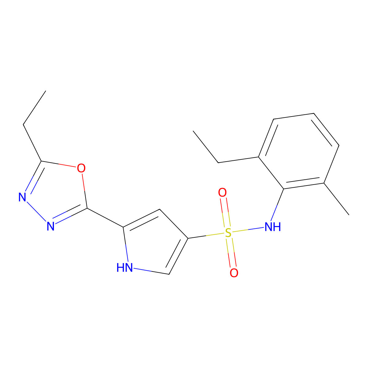 5-(5-Ethyl-1,3,4-oxadiazol-2-YL)-N-(2-ethyl-6-methylphenyl)-1H-pyrrole-3-sulfonamide molecular structure, CAS 1358374-38-5