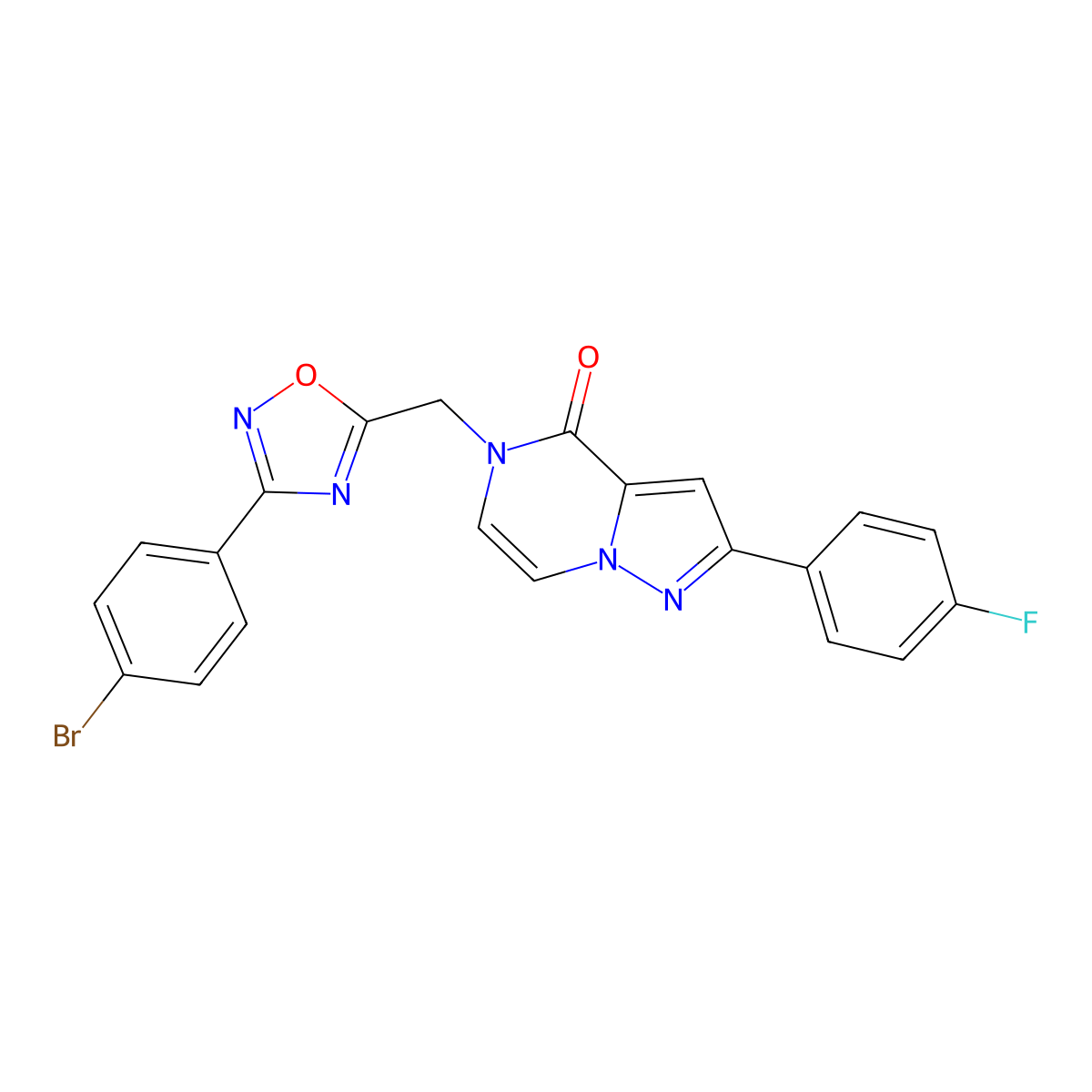 5-{[3-(4-bromophenyl)-1,2,4-oxadiazol-5-yl]methyl}-2-(4-fluorophenyl)pyrazolo[1,5-a]pyrazin-4(5H)-one molecular structure, CAS 1358375-57-1