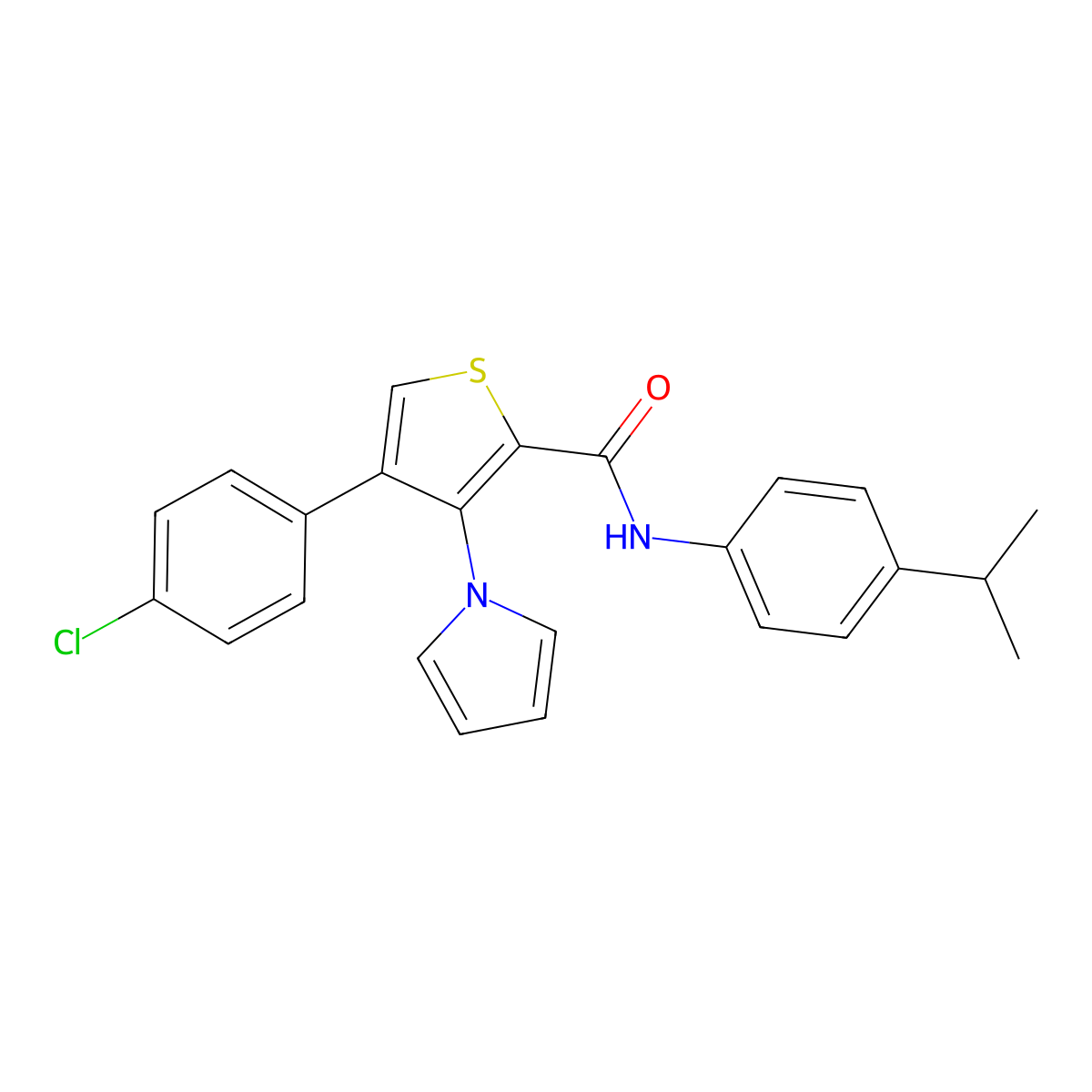 4-(4-chlorophenyl)-N-(4-isopropylphenyl)-3-(1H-pyrrol-1-yl)thiophene-2-carboxamide molecular structure, CAS 1358376-79-0