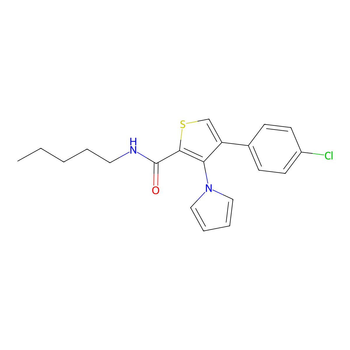 4-(4-chlorophenyl)-N-pentyl-3-(1H-pyrrol-1-yl)thiophene-2-carboxamide molecular structure, CAS 1358376-86-9