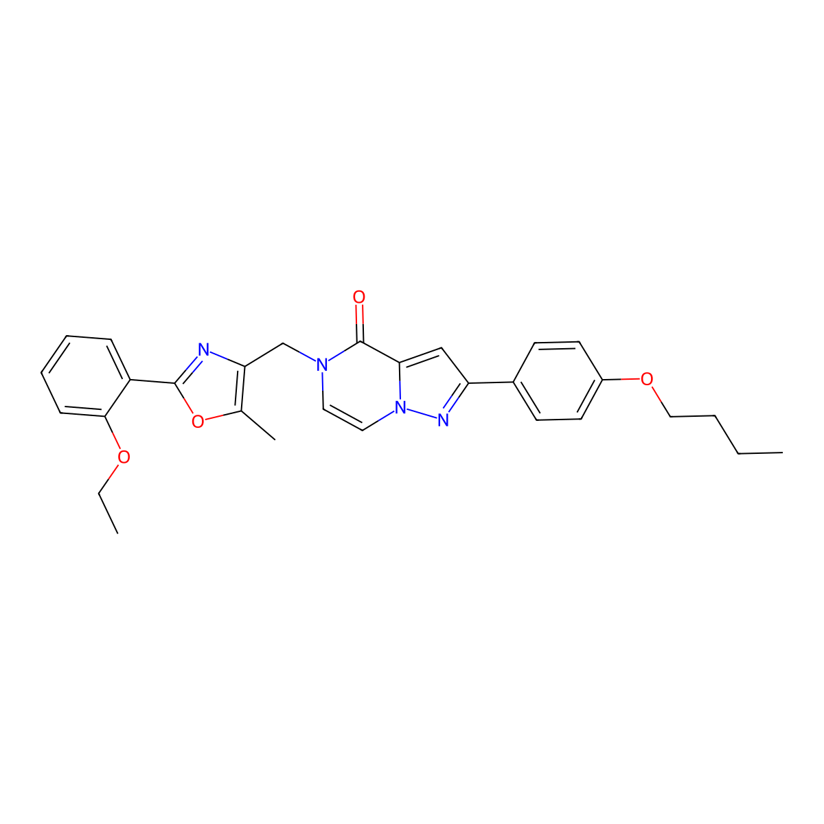 2-(4-butoxyphenyl)-5-((2-(2-ethoxyphenyl)-5-methyloxazol-4-yl)methyl)pyrazolo[1,5-a]pyrazin-4(5H)-one molecular structure, CAS 1358377-27-1