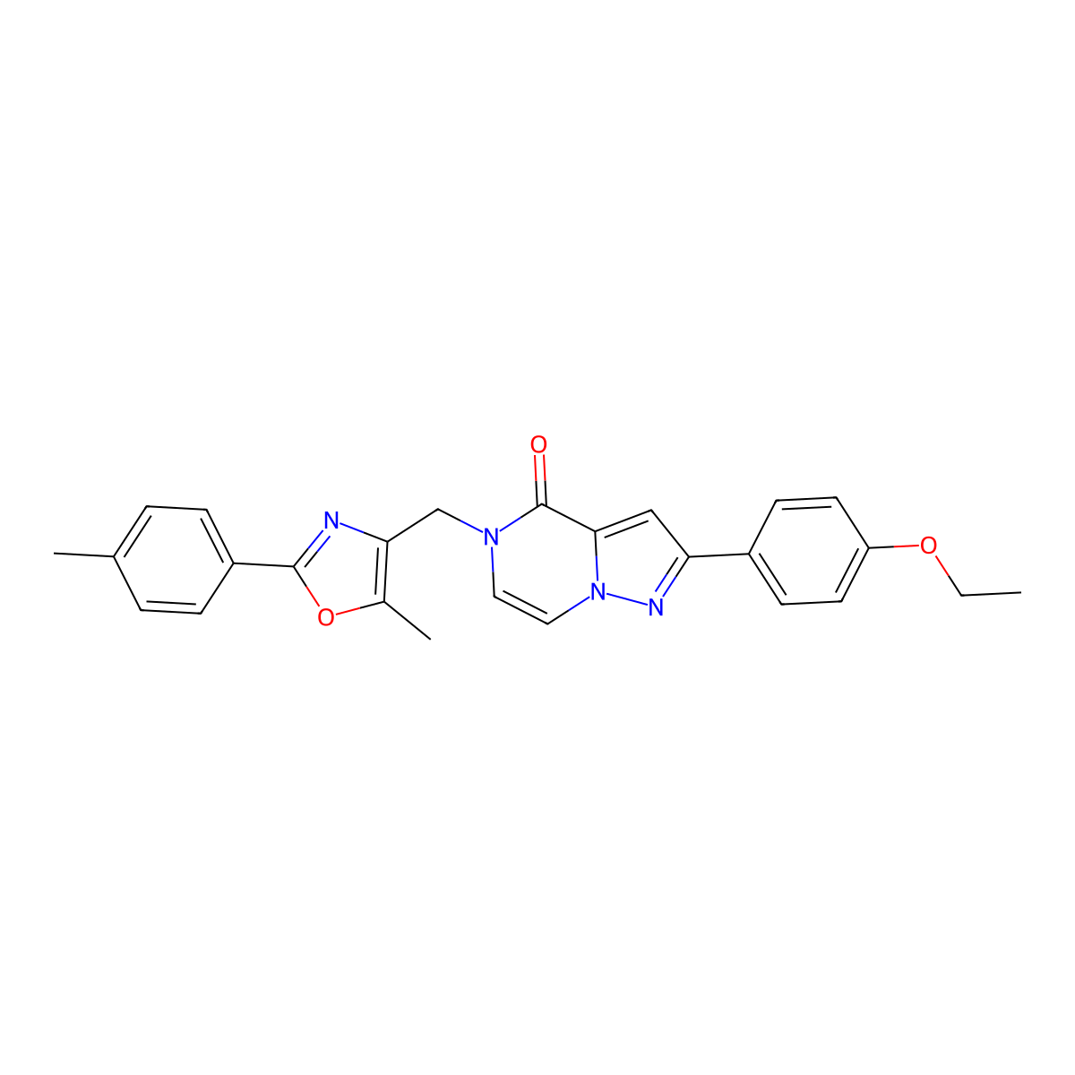 2-(4-ethoxyphenyl)-5-((5-methyl-2-(p-tolyl)oxazol-4-yl)methyl)pyrazolo[1,5-a]pyrazin-4(5H)-one molecular structure, CAS 1358377-59-9