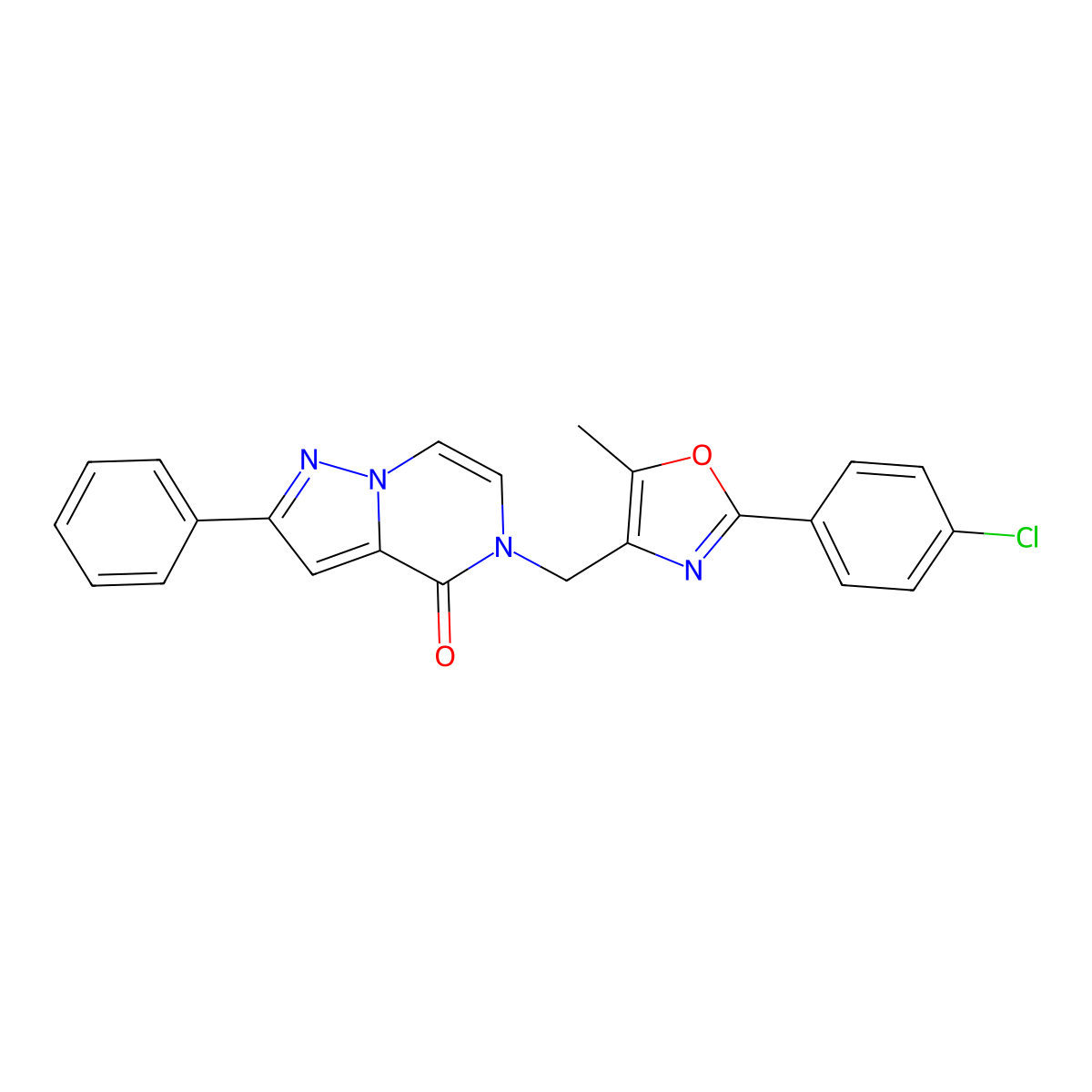 5-((2-(4-chlorophenyl)-5-methyloxazol-4-yl)methyl)-2-phenylpyrazolo[1,5-a]pyrazin-4(5H)-one molecular structure, CAS 1358377-68-0