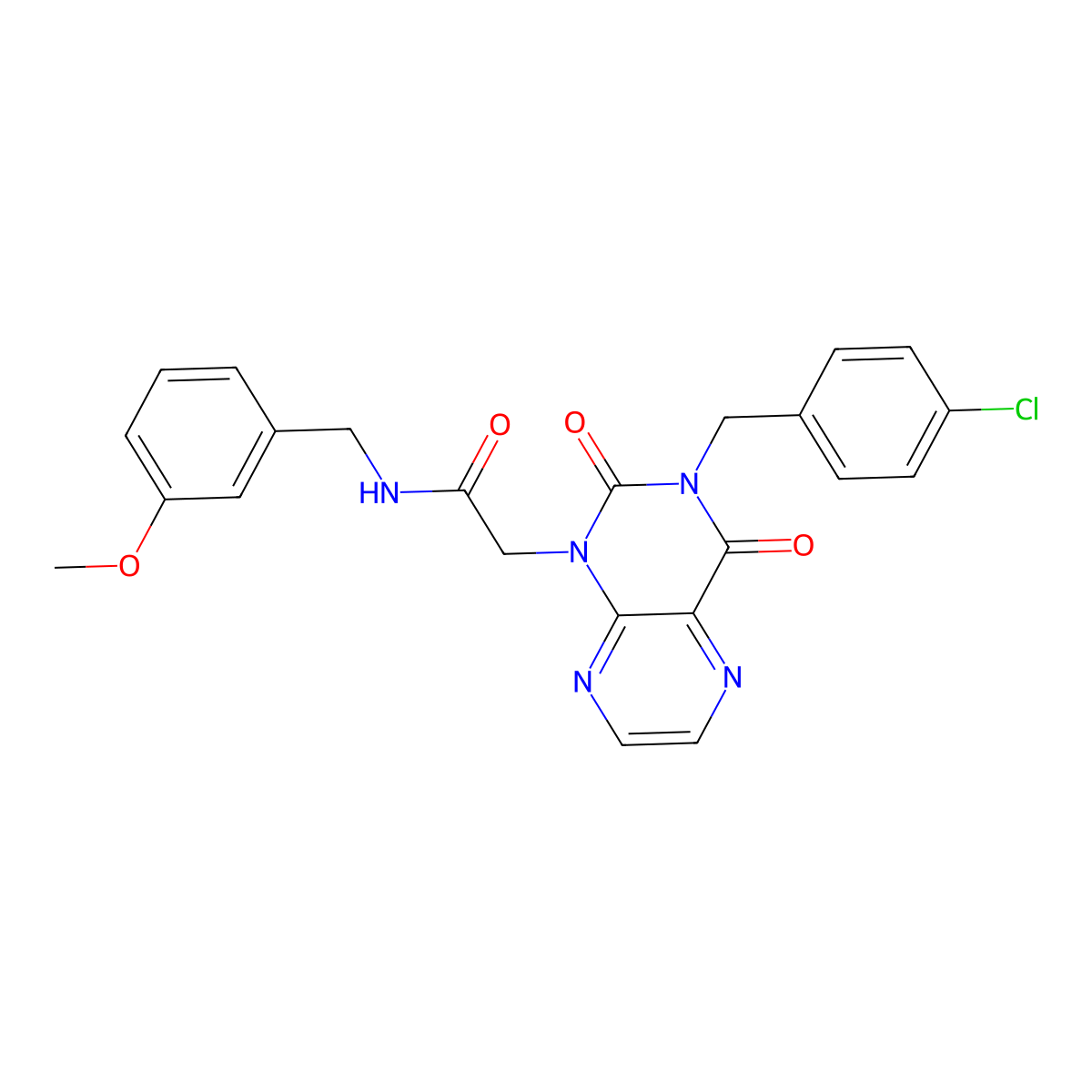2-(3-(4-chlorobenzyl)-2,4-dioxo-3,4-dihydropteridin-1(2H)-yl)-N-(3-methoxybenzyl)acetamide molecular structure, CAS 1358377-69-1