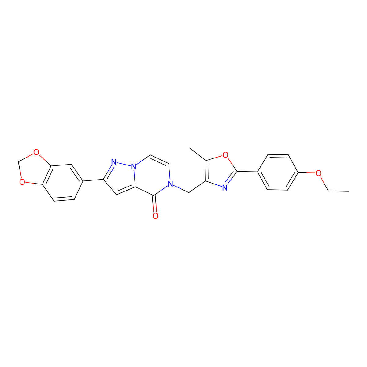 2-(benzo[d][1,3]dioxol-5-yl)-5-((2-(4-ethoxyphenyl)-5-methyloxazol-4-yl)methyl)pyrazolo[1,5-a]pyrazin-4(5H)-one molecular structure, CAS 1358377-75-9