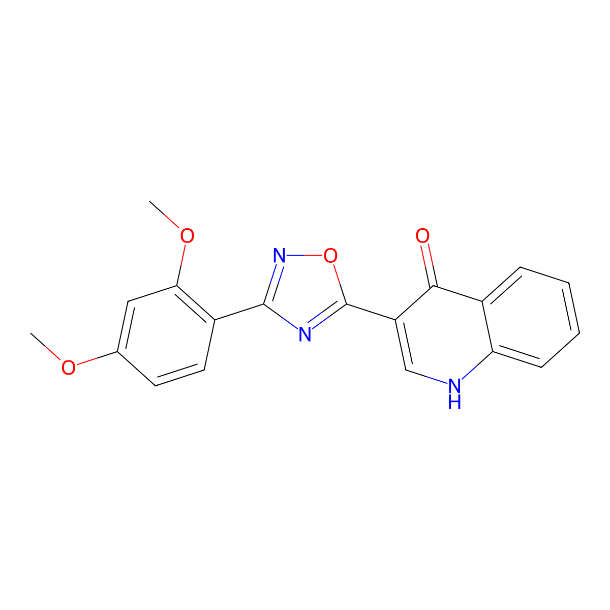 3-(3-(2,4-dimethoxyphenyl)-1,2,4-oxadiazol-5-yl)quinolin-4(1H)-one molecular structure, CAS 1358390-60-9