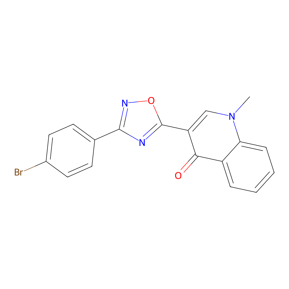 3-(3-(4-bromophenyl)-1,2,4-oxadiazol-5-yl)-1-methylquinolin-4(1H)-one molecular structure, CAS 1358390-66-5