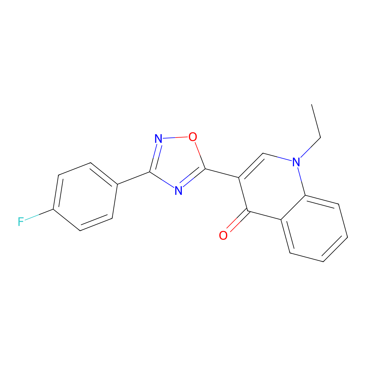 1-ethyl-3-(3-(4-fluorophenyl)-1,2,4-oxadiazol-5-yl)quinolin-4(1H)-one molecular structure, CAS 1358390-72-3