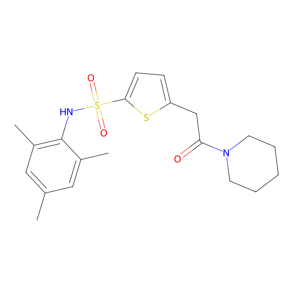 5-[2-Oxo-2-(piperidin-1-YL)ethyl]-N-(2,4,6-trimethylphenyl)thiophene-2-sulfonamide molecular structure, CAS 1358395-29-5