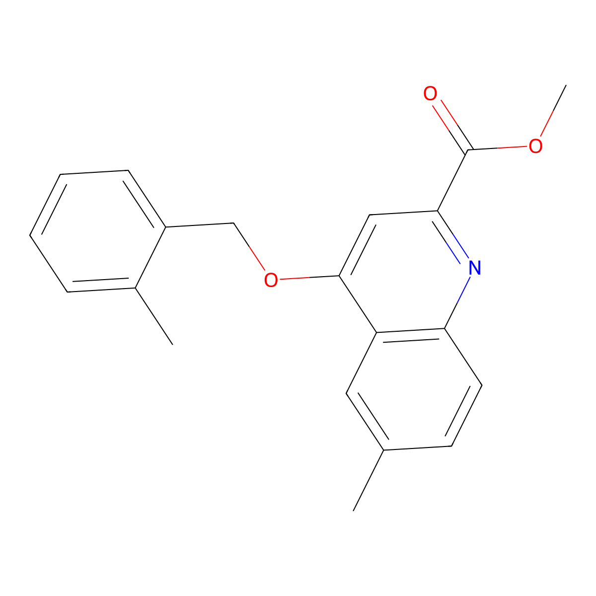 Methyl 6-methyl-4-((2-methylbenzyl)oxy)quinoline-2-carboxylate molecular structure, CAS 1358396-93-6