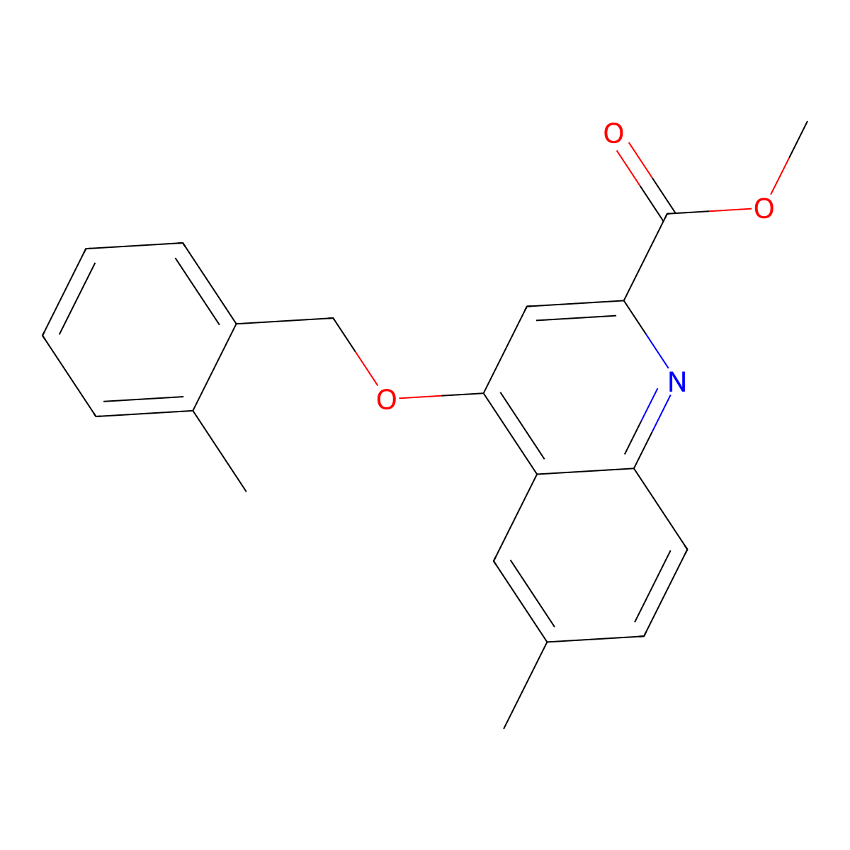 Methyl 6-methyl-4-((2-methylbenzyl)oxy)quinoline-2-carboxylate molecular structure, CAS 1358396-93-6