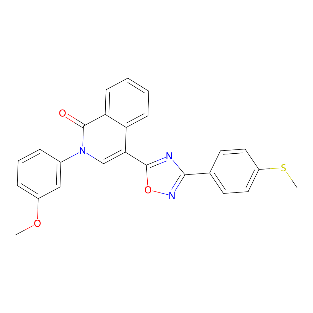 2-(3-methoxyphenyl)-4-(3-(4-(methylthio)phenyl)-1,2,4-oxadiazol-5-yl)isoquinolin-1(2H)-one molecular structure, CAS 1358399-36-6