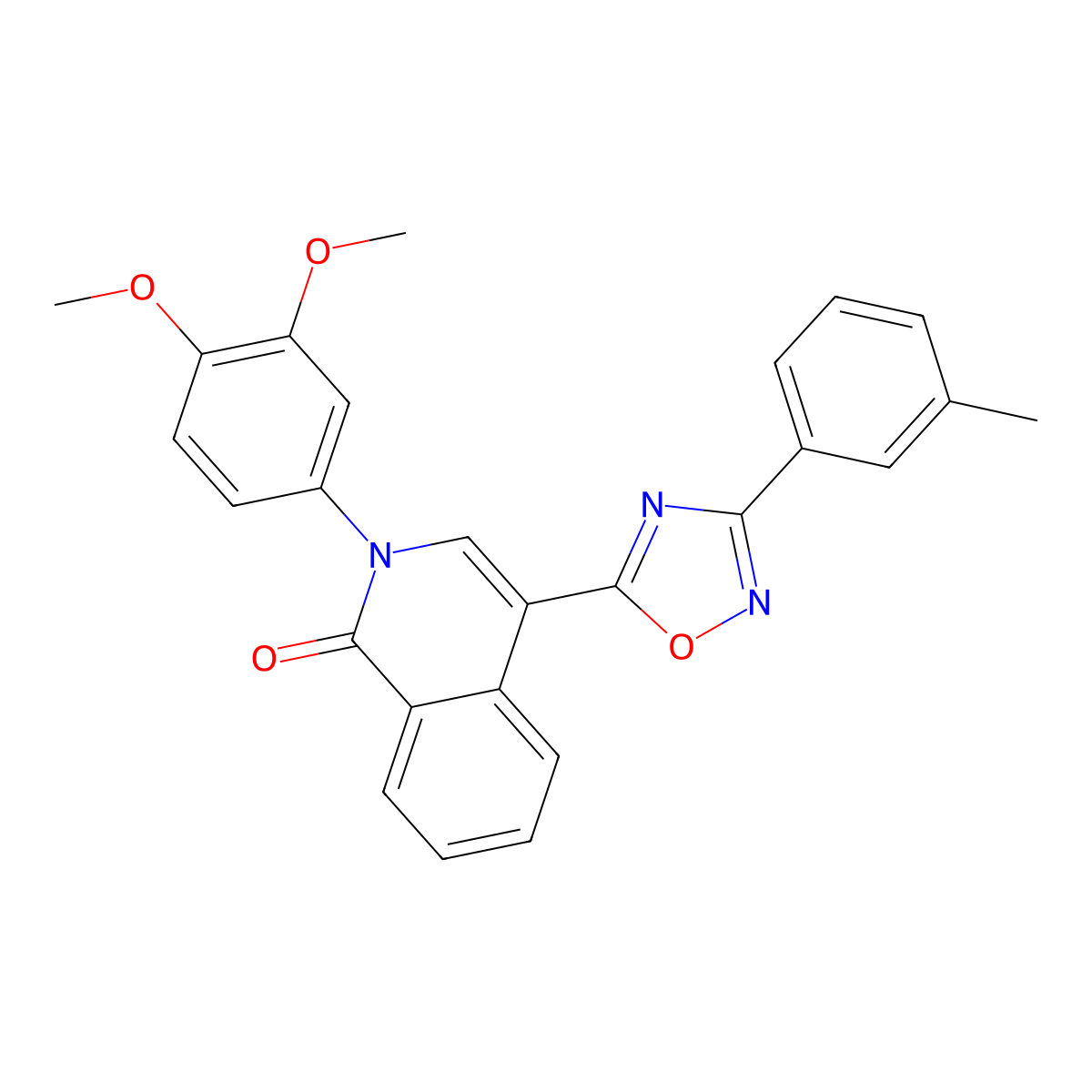 2-(3,4-dimethoxyphenyl)-4-(3-(m-tolyl)-1,2,4-oxadiazol-5-yl)isoquinolin-1(2H)-one molecular structure, CAS 1358399-49-1