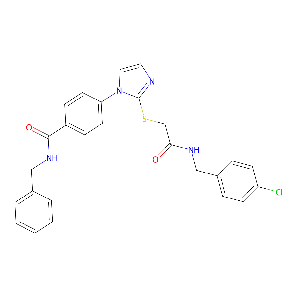 N-benzyl-4-{2-[({[(4-chlorophenyl)methyl]carbamoyl}methyl)sulfanyl]-1H-imidazol-1-yl}benzamide molecular structure, CAS 1358400-52-8