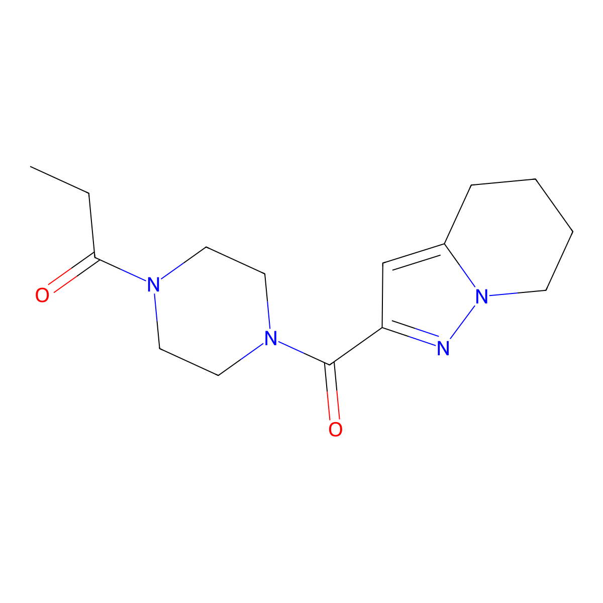 1-(4-(4,5,6,7-Tetrahydropyrazolo[1,5-a]pyridine-2-carbonyl)piperazin-1-yl)propan-1-one molecular structure, CAS 1358400-88-0