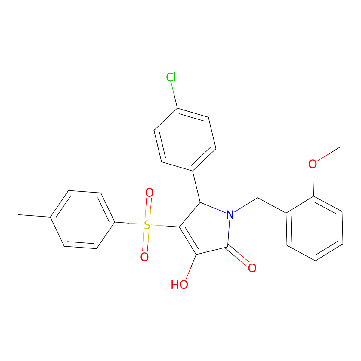 5-(4-chlorophenyl)-3-hydroxy-1-(2-methoxybenzyl)-4-tosyl-1H-pyrrol-2(5H)-one molecular structure, CAS 1358400-89-1