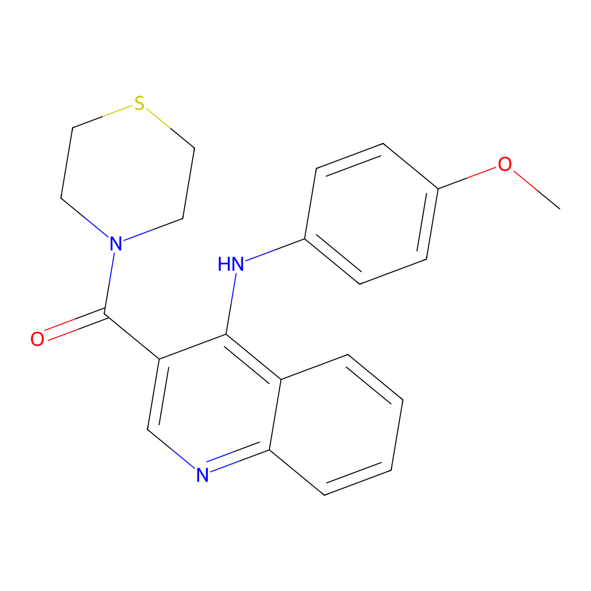 (4-((4-Methoxyphenyl)amino)quinolin-3-yl)(thiomorpholino)methanone molecular structure, CAS 1358406-46-8