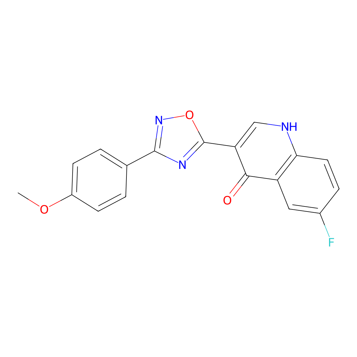6-fluoro-3-(3-(4-methoxyphenyl)-1,2,4-oxadiazol-5-yl)quinolin-4(1H)-one molecular structure, CAS 1358407-91-6