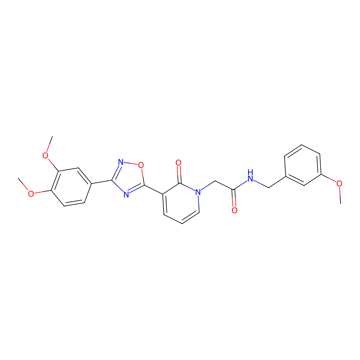 2-(3-(3-(3,4-dimethoxyphenyl)-1,2,4-oxadiazol-5-yl)-2-oxopyridin-1(2H)-yl)-N-(3-methoxybenzyl)acetamide molecular structure, CAS 1358407-97-2