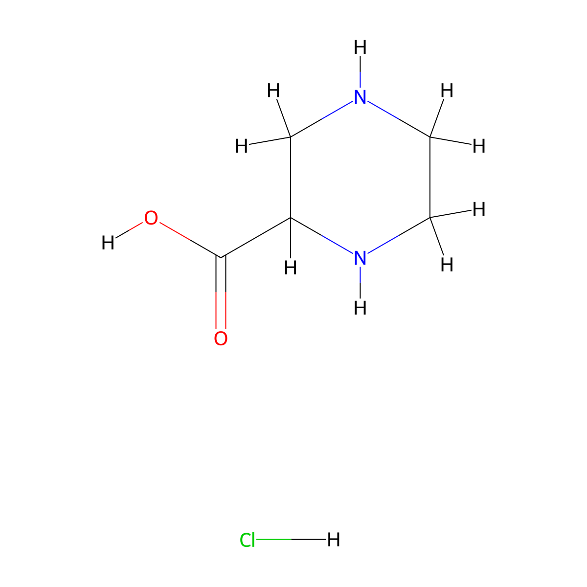 Piperazine-2-carboxylic acid hydrochloride molecular structure, CAS 135841-26-8