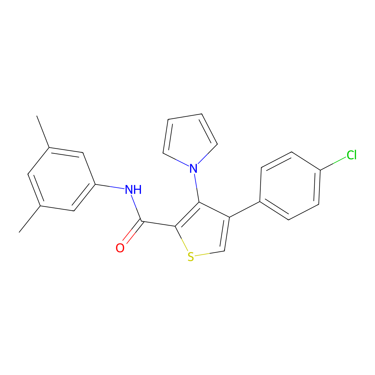 4-(4-chlorophenyl)-N-(3,5-dimethylphenyl)-3-(1H-pyrrol-1-yl)thiophene-2-carboxamide molecular structure, CAS 1358411-63-8