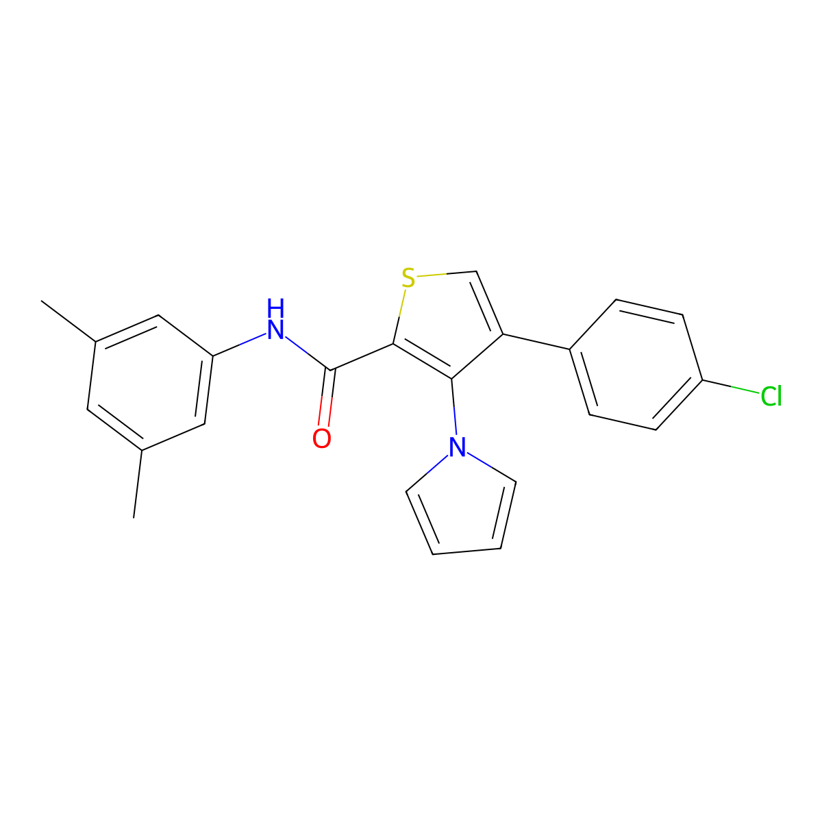 4-(4-chlorophenyl)-N-(3,5-dimethylphenyl)-3-(1H-pyrrol-1-yl)thiophene-2-carboxamide molecular structure, CAS 1358411-63-8