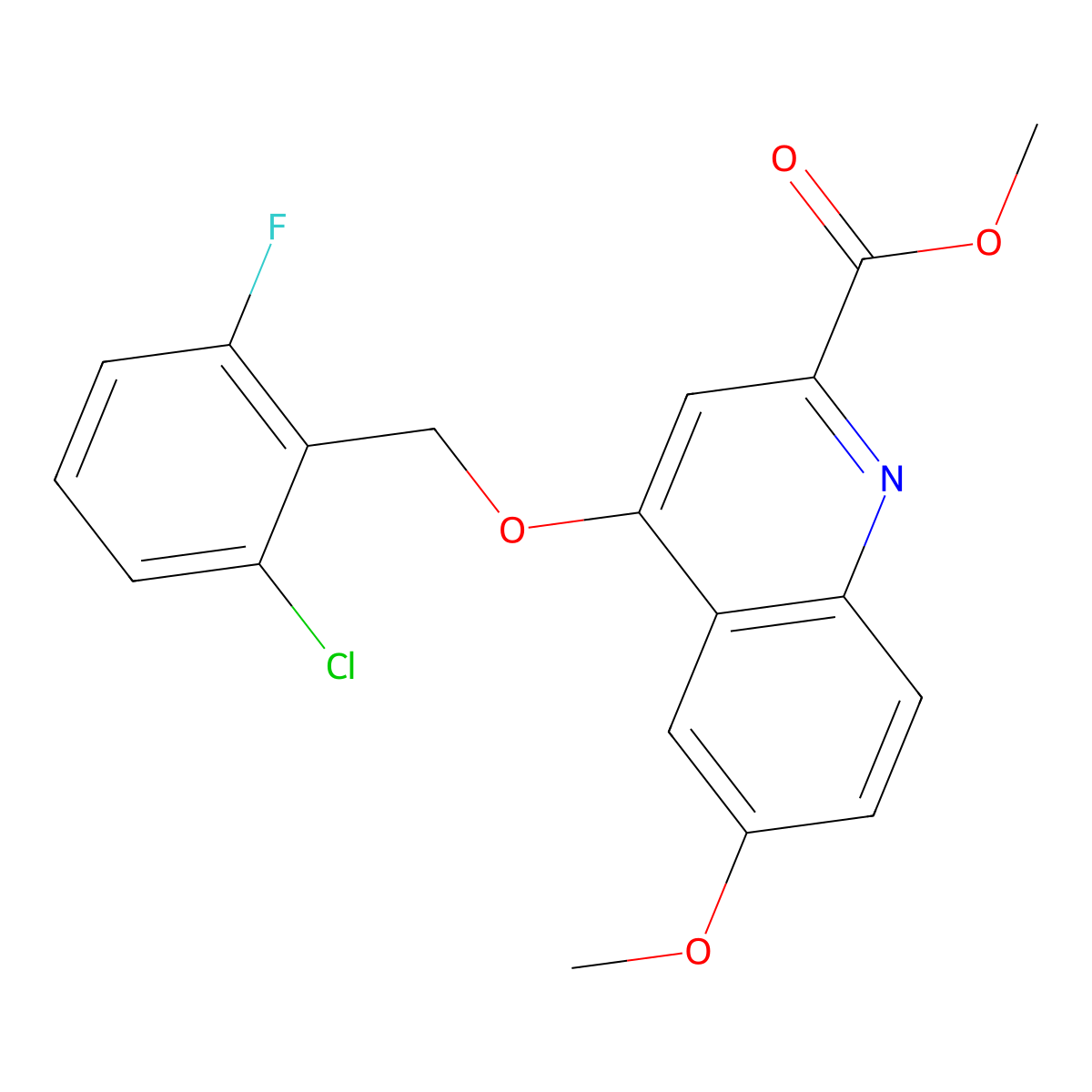 Methyl 4-[(2-chloro-6-fluorophenyl)methoxy]-6-methoxyquinoline-2-carboxylate molecular structure, CAS 1358412-53-9