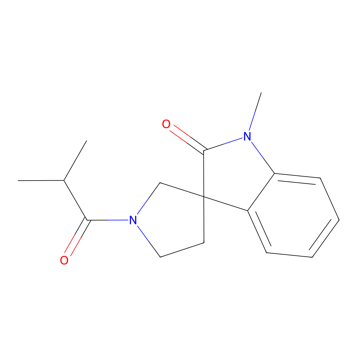 1'-Isobutyryl-1-methylspiro[indoline-3,3'-pyrrolidin]-2-one molecular structure, CAS 1358414-34-2