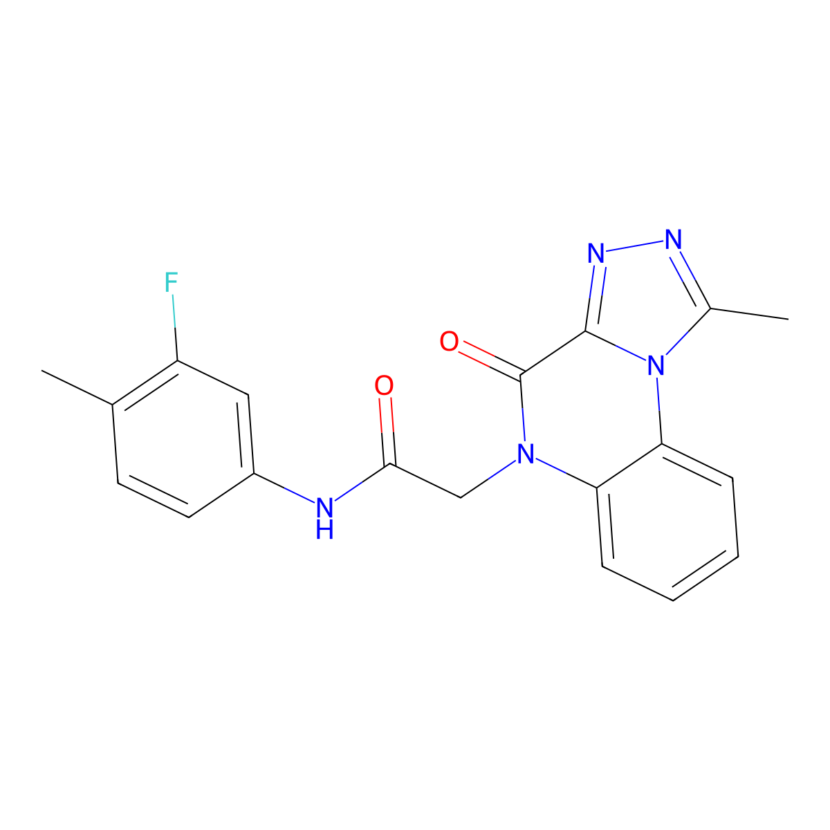 N-(3-fluoro-4-methylphenyl)-2-(1-methyl-4-oxo-[1,2,4]triazolo[4,3-a]quinoxalin-5(4H)-yl)acetamide molecular structure, CAS 1358415-05-0